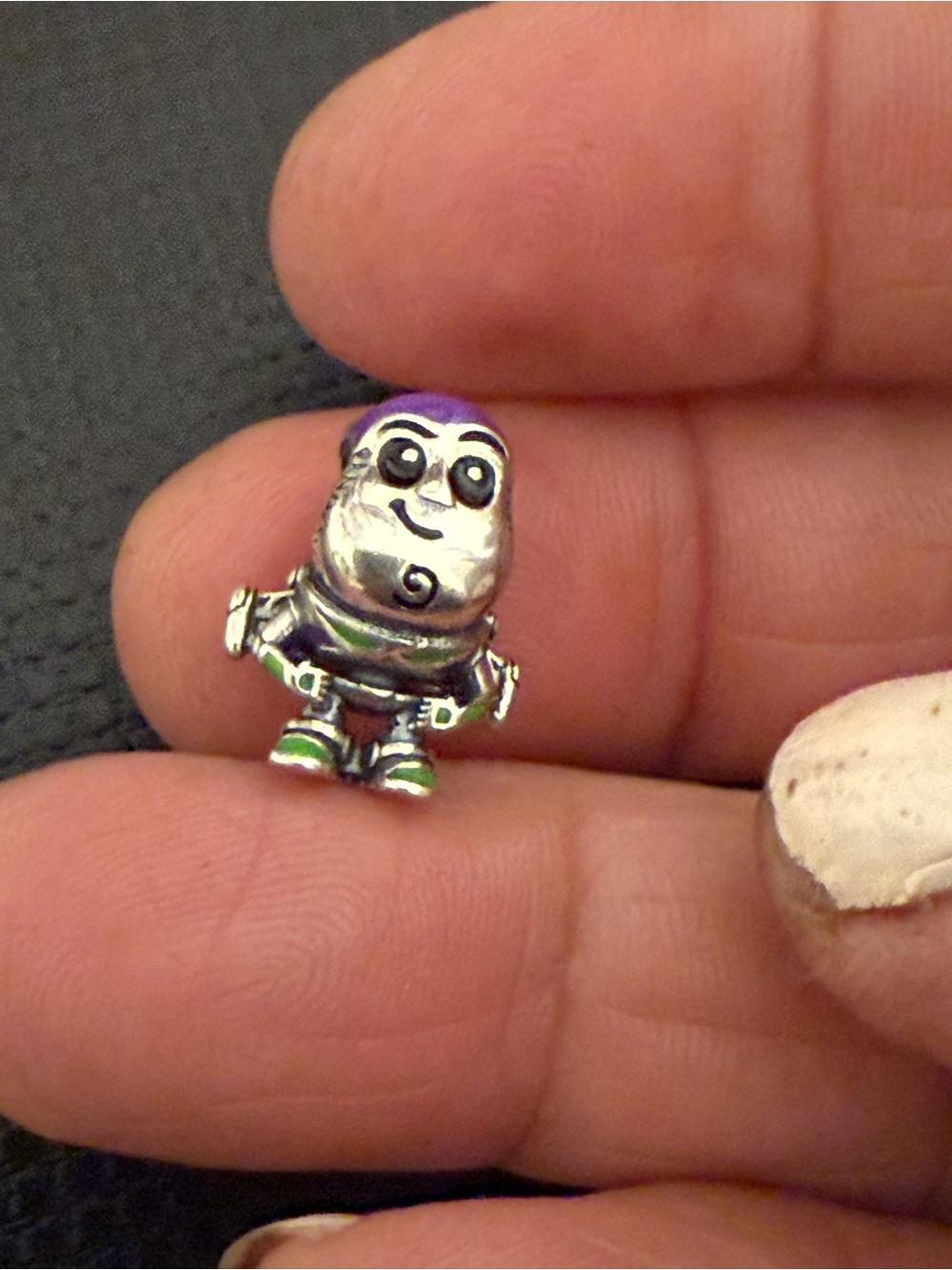 Silver Buzz Charm - Purple and Green Accent